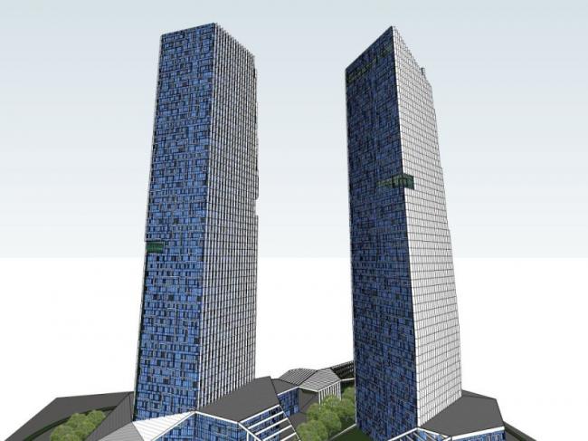 Sketchup综合体模型|超高层商业综合体，现代风格