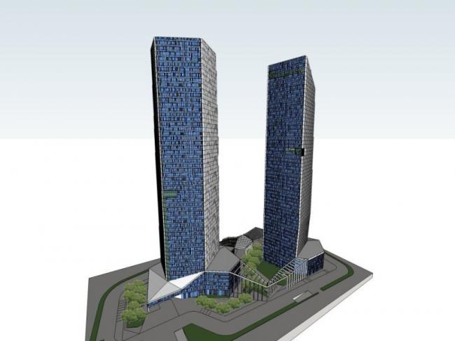 Sketchup综合体模型|超高层商业综合体，现代风格