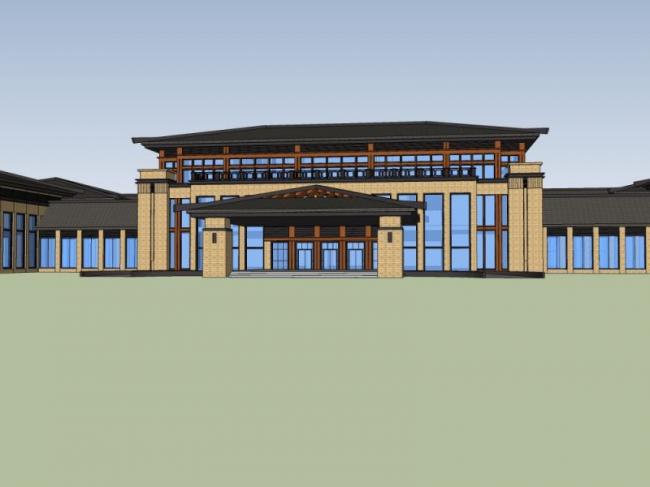 Sketchup商业模型|多层会所，中式风格