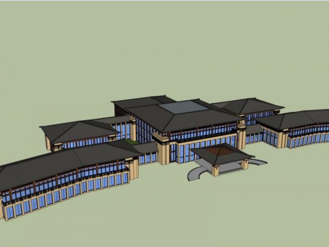 Sketchup商业模型|多层会所，中式风格