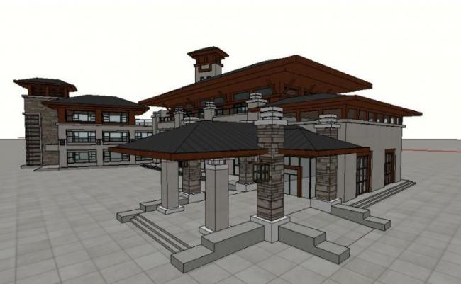 Sketchup商业模型|多层会所，古典风格