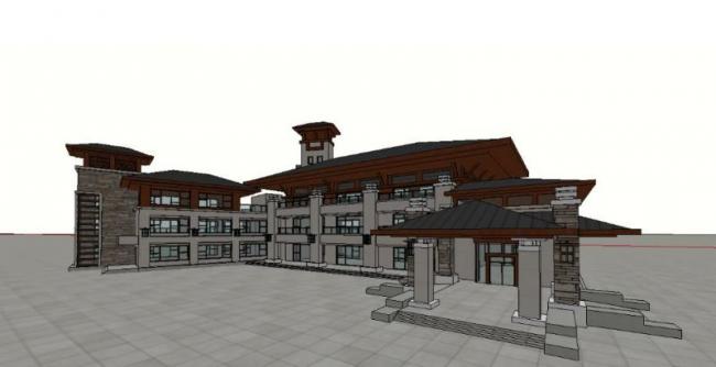 Sketchup商业模型|多层会所，古典风格