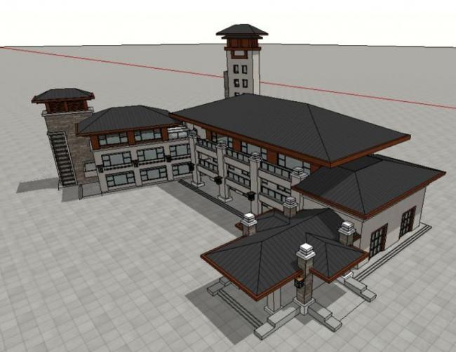 Sketchup商业模型|多层会所，古典风格