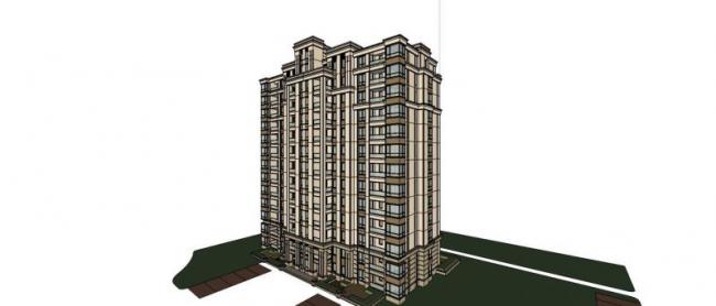 Sketchup住宅模型|高层住宅，居住建筑，古典风格