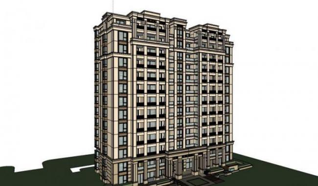 Sketchup住宅模型|高层住宅，居住建筑，古典风格