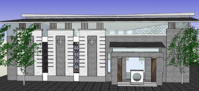 Sketchup商业模型|低层餐厅，现代中式风格