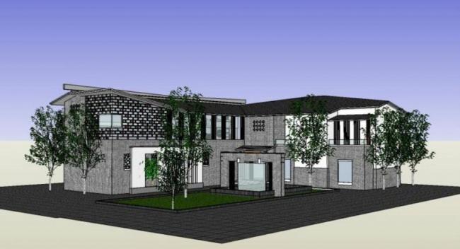 Sketchup商业模型|低层餐厅，现代中式风格