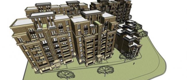 Sketchup住宅模型|多层住宅，古典风格