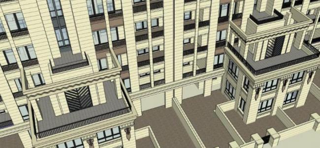Sketchup住宅模型|多层住宅，古典风格