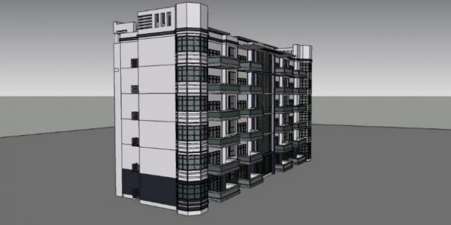 Sketchup住宅模型|多层住宅，现代风格