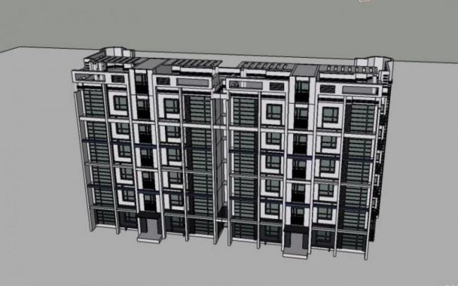 Sketchup住宅模型|多层住宅，现代风格