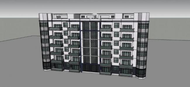 Sketchup住宅模型|多层住宅，现代风格