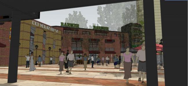 Sketchup商业模型|多层商业街，古典风格，西班牙风格