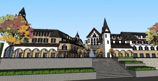 Sketchup商业模型|多层农庄会所，古典风格