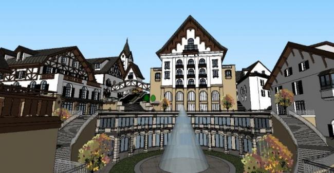 Sketchup商业模型|多层农庄会所，古典风格