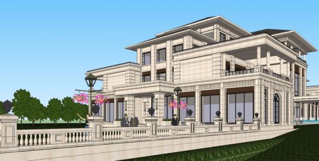 Sketchup商业模型|多层会所，古典风格