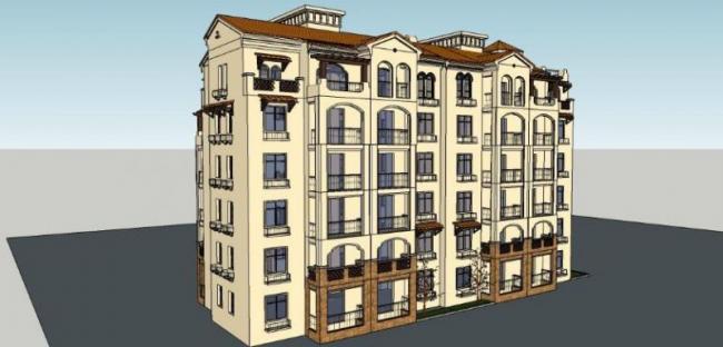 Sketchup住宅模型|多层住宅，古典风格