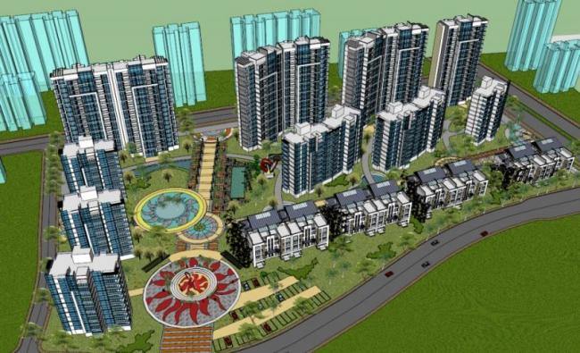 Sketchup住宅模型|高层住宅小区，花园洋房，现代风格
