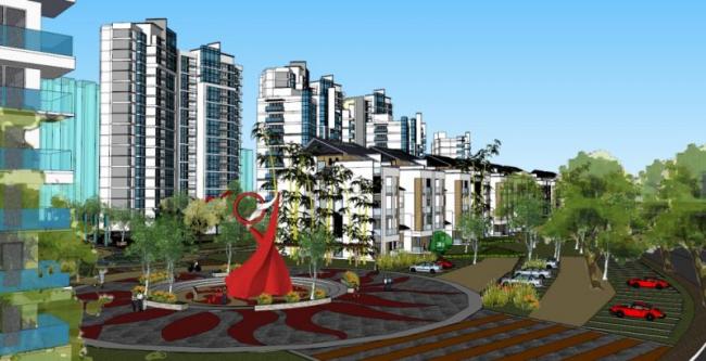 Sketchup住宅模型|高层住宅小区，花园洋房，现代风格