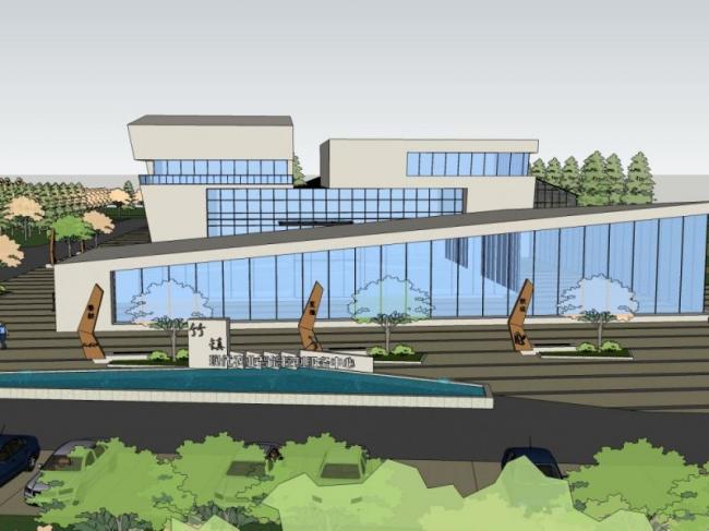 Sketchup文化模型|多层博物馆，文化建筑，现代风格