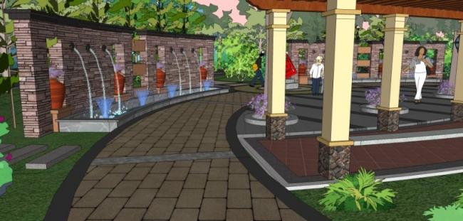 Sketchup景观模型|住宅景观，现代风格