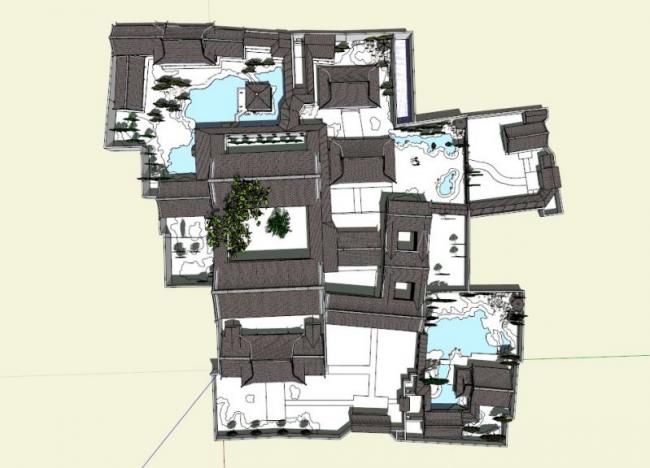Sketchup古建筑模型|多层扬州何园，南方中式园林，古建，中式风格