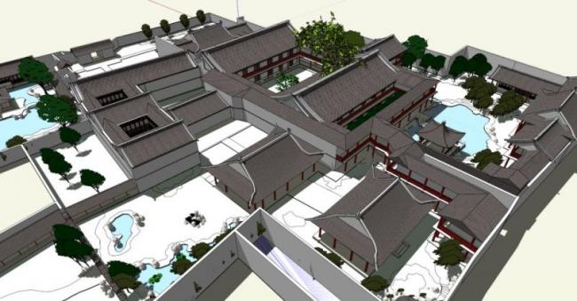 Sketchup古建筑模型|多层扬州何园，南方中式园林，古建，中式风格
