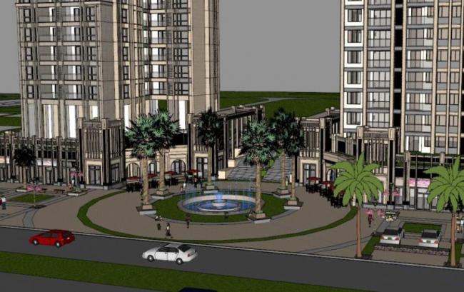 Sketchup住宅模型|高层住宅，底层商业，居住建筑，古典风格