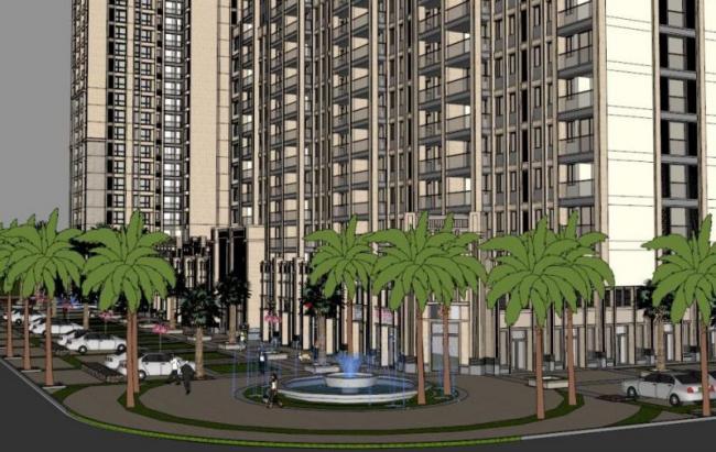 Sketchup住宅模型|高层住宅，底层商业，居住建筑，古典风格