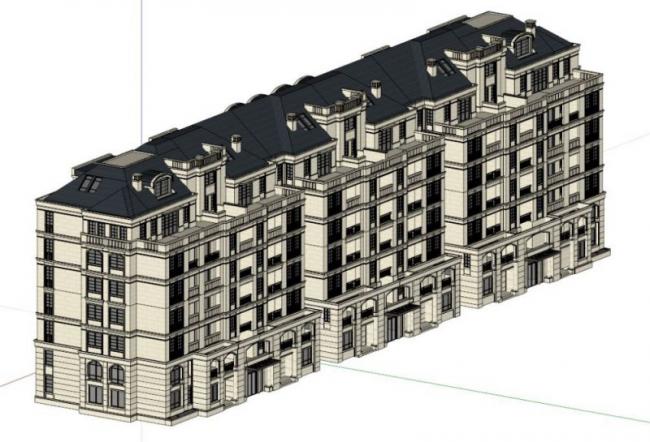 Sketchup住宅模型|多层住宅，古典风格