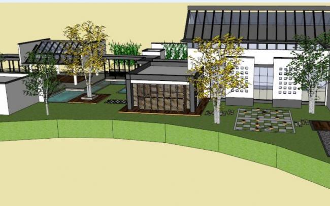 Sketchup商业模型|低层会所，现代中式风格