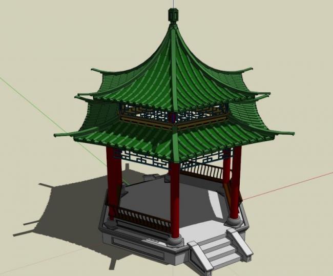 Sketchup小品模型|亭子，中式风格，小品