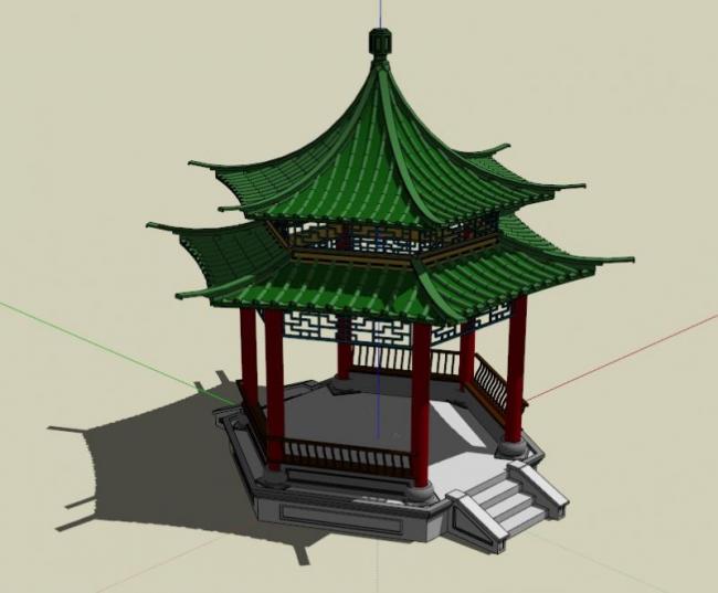 Sketchup小品模型|亭子，中式风格，小品