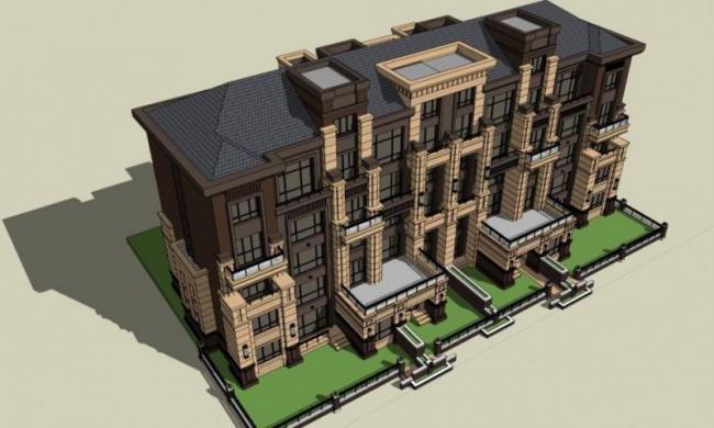 Sketchup住宅模型|多层住宅，古典风格
