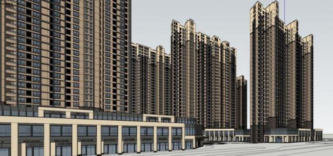 Sketchup住宅模型|超高层住宅小区，居住建筑，古典风格