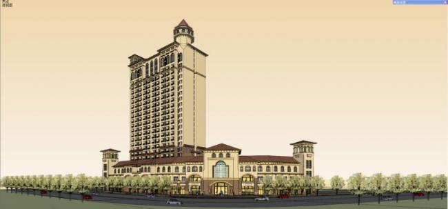 Sketchup住宅模型|高层住宅，酒店，底层商业，古典风格，托斯卡纳