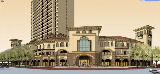 Sketchup住宅模型|高层住宅，酒店，底层商业，古典风格，托斯卡纳