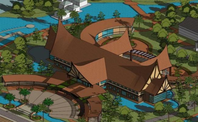 Sketchup酒店模型|度假酒店，东南亚风格，古典风格