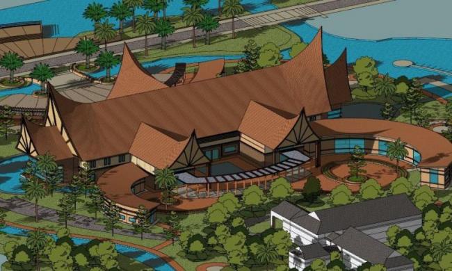 Sketchup酒店模型|度假酒店，东南亚风格，古典风格