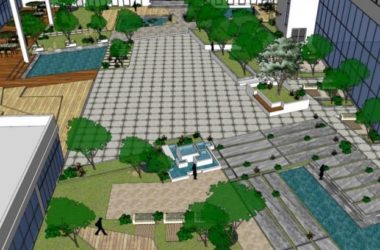 Sketchup景观模型|办公楼景观，现代风格-BIM建筑网