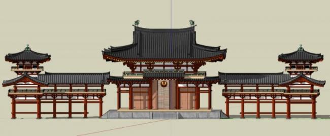 Sketchup古建筑模型|多层古建筑群，中式风格