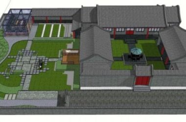 Sketchup住宅模型|多层四合院，带内院，居住建筑，中式风格-BIM建筑网