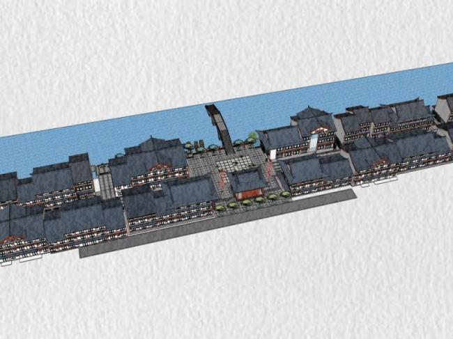 Sketchup商业模型|多层商业街，现代中式风格