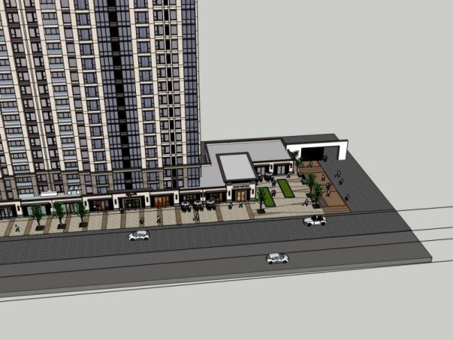 Sketchup商业模型|底层商业街，现代风格