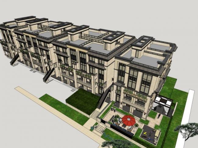 Sketchup景观模型|住宅花园景观，现代风格