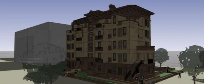 Sketchup住宅模型|多层住宅，花园洋房，居住建筑，古典风格