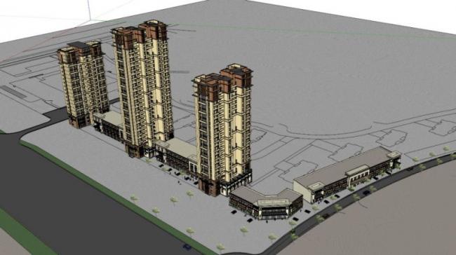 Sketchup住宅模型|高层住宅，底层商业，居住建筑，古典风格