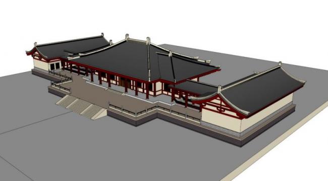 Sketchup文化模型|多层博物馆，文化建筑，中式风格