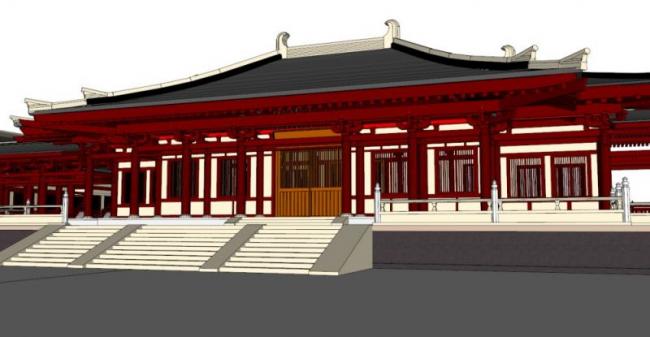 Sketchup文化模型|多层博物馆，文化建筑，中式风格