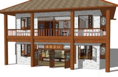 Sketchup古建筑模型|多层茶楼，古建，中式风格-BIM建筑网